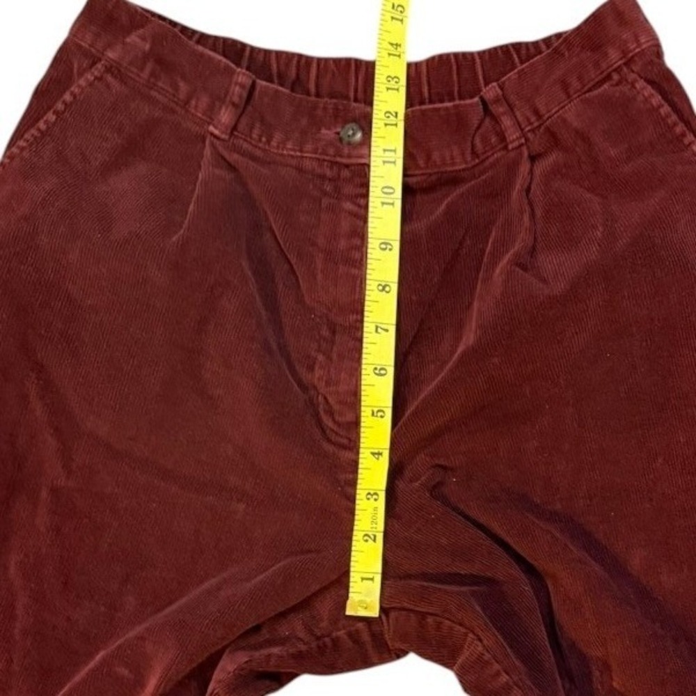 LL Bean Womens Corduroy Mom Pants 10 Burgundy Pleated High Rise Tapered Fall Vtg - Picture 6 of 9